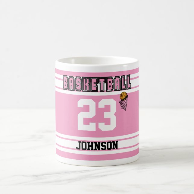 Rosa- och vitbasket Jersey Kaffemugg (Center)