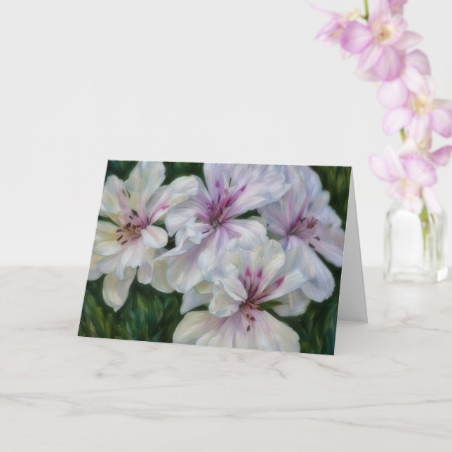 Rosa- och vitblommor Geranium Art Note Card Kort (Orkide)