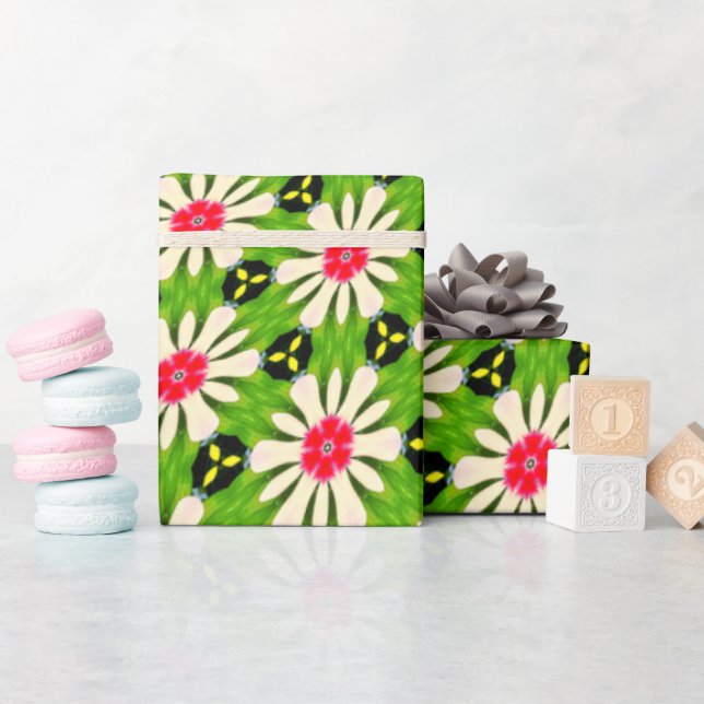 Rosa och vitblommor Mönster Presentpapper (Baby Shower)