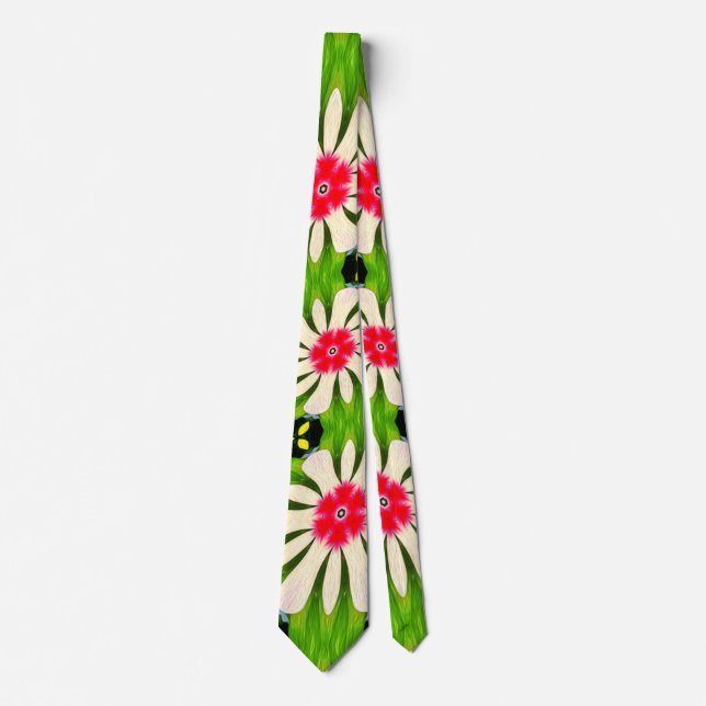 Rosa och vitblommor Mönster Slips (Framsida)