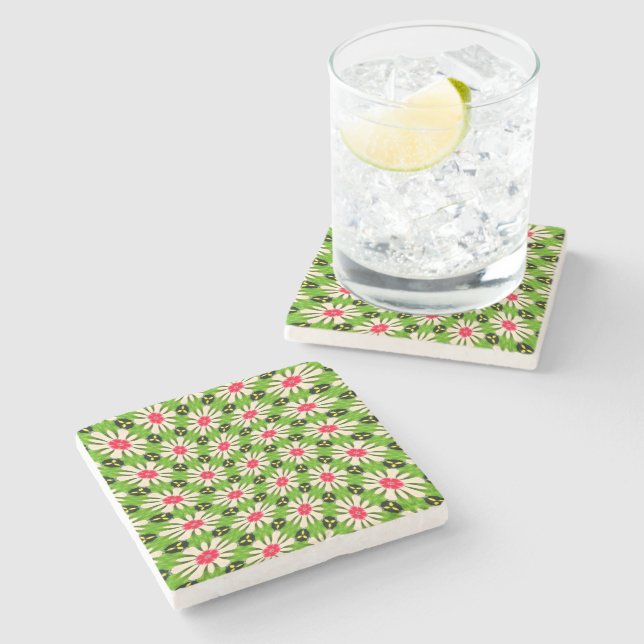 Rosa och vitblommor Mönster Stenunderlägg (Sidan)
