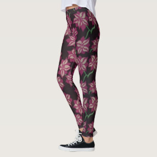 Rosa- och vitDahliamönster Leggings