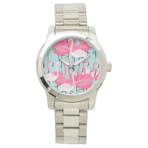 Rosa- och vitfolkmassa av Flamingos Armbandsur