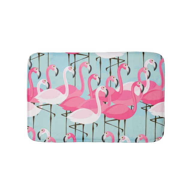 Rosa- och vitfolkmassa av Flamingos Badrumsmatta (Framsidan)