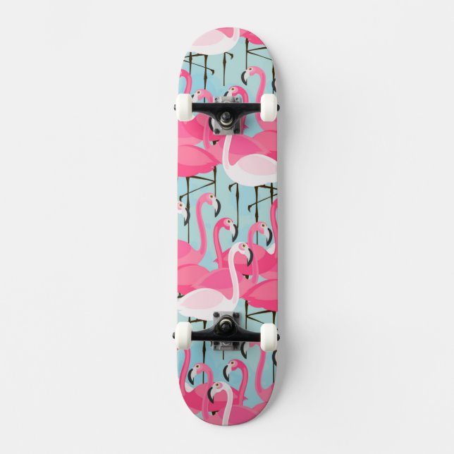Rosa- och vitfolkmassa av Flamingos Mini Skateboard Bräda 18,7 Cm (Framsida)