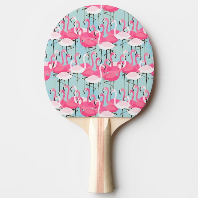 Rosa- och vitfolkmassa av Flamingos Pingisracket (Framsidan)