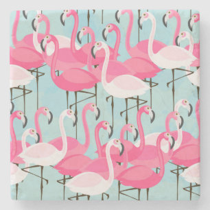 Rosa- och vitfolkmassa av Flamingos Stenunderlägg
