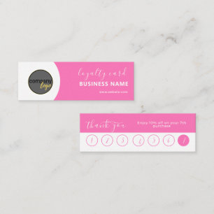 ROSA OCH VITFÖRETAG LOGOTYP 7 BESÖK LOYALTEKORT MINI VISITKORT