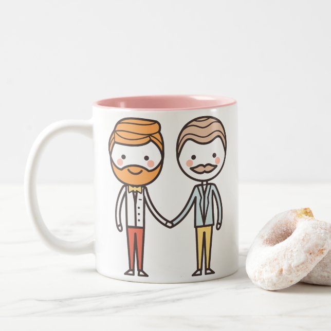 rosa- och vitgay pridevalentin mugg för dag (Med munk)