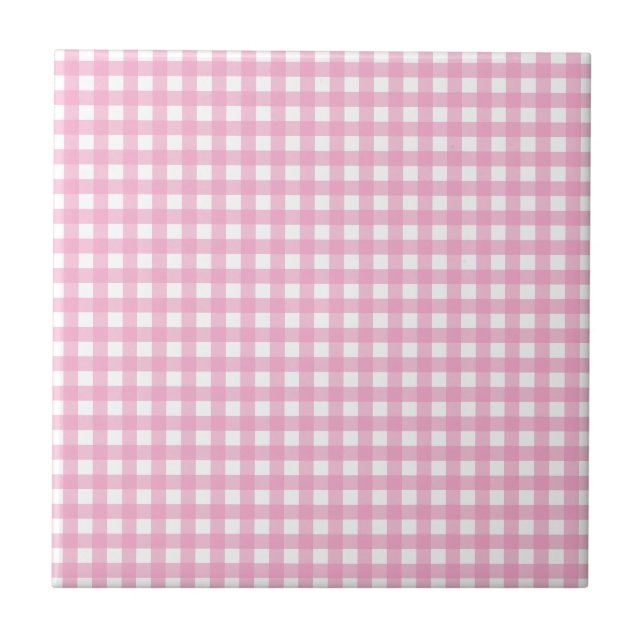 Rosa- och vitGingham Kakelplatta (Framsidan)