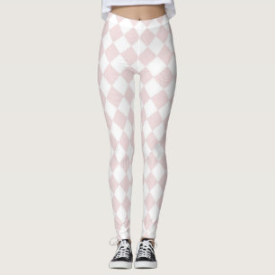 Rosa och vitkontroll mönster leggings