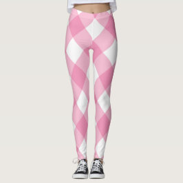 Rosa och vitkontroller Söt Girly Feminine Leggin Leggings
