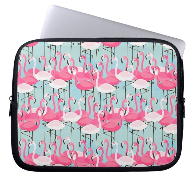 Rosa och vitling av Flamingos Laptop Sleeve (Framsidan)