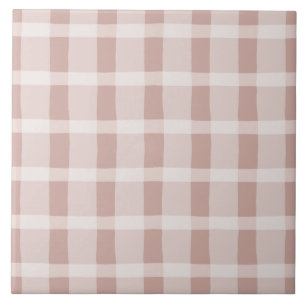 Rosa- och vitplädmönster kakelplatta