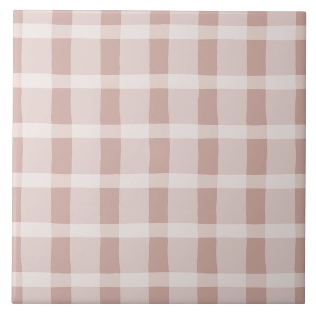 Rosa- och vitplädmönster kakelplatta (Framsidan)
