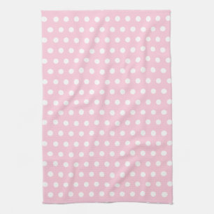 Rosa- och vitpolka dotsmodell kökshandduk