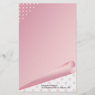 Rosa- och vitpolkaen pricker beställnings- brevpapper
