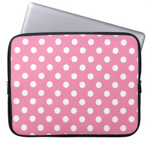 Rosa- och vitpolkaen pricker laptop fodral
