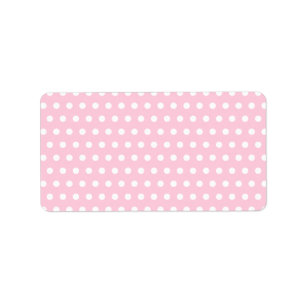 Rosa- och vitpolkaen pricker mönster. Spotty. Adressetikett
