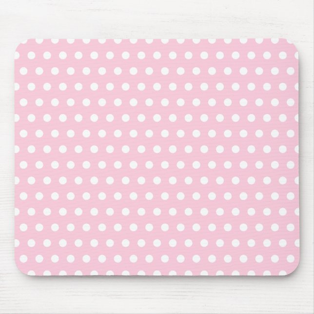 Rosa- och vitpolkaen pricker mönster. Spotty. Musmatta (Framsidan)