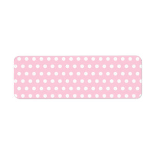 Rosa- och vitpolkaen pricker mönster. Spotty. Returadress Etikett