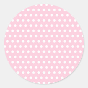 Rosa- och vitpolkaen pricker mönster. Spotty. Runt Klistermärke