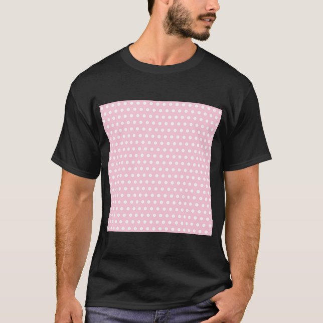 Rosa- och vitpolkaen pricker mönster. Spotty. Tee Shirt (Framsida)