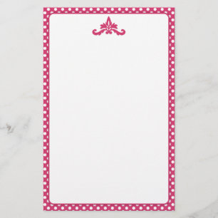 Rosa- och vitpolkastationeri brevpapper