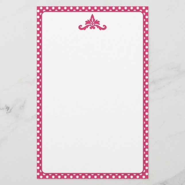 Rosa- och vitpolkastationeri brevpapper (Framsida)