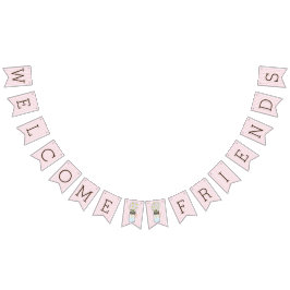 Rosa- och vitrandar med Masonburkbaby shower Vimplar