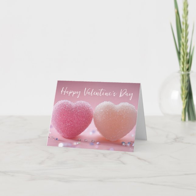 Rosa och vitsocker Hjärter Valentinas Hälsning Kort (Framsida)