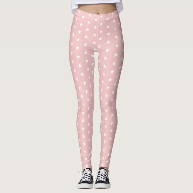 Rosa- och vitstjärnor leggings (Framsida)