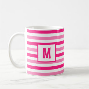 Rosa och vitstrimlad design - en första början kaffemugg