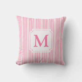 Rosa och vitstripe | Cabana Monogram Kudde