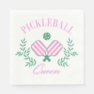 Rosa och vitstripe Pickleball Queen Pappersservett
