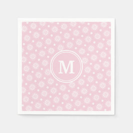 Rosa och vitt Blommönster Pappersservett