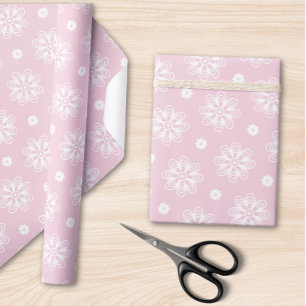 Rosa och vitt Blommönster Presentpapper