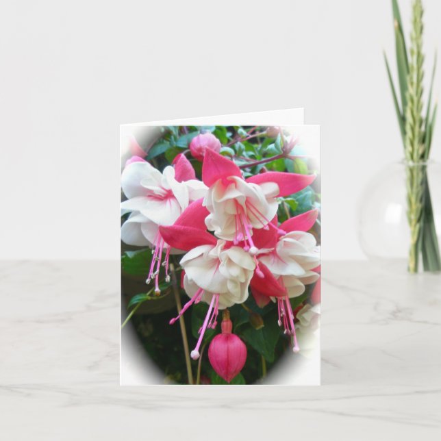 Rosa- och Vitt Fuschia-kort Kort (Framsida)