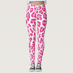 Rosa och vitt leopard Skriv ut Leggings