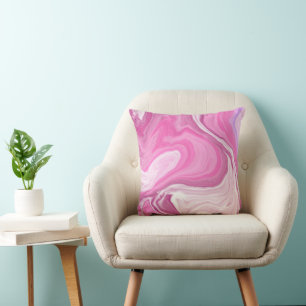 Rosa och vitt med Lila Marble Art Kudde