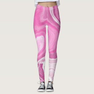 Rosa och vitt med Lila Marble Art Leggings
