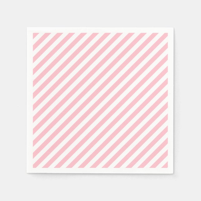 Rosa och vitt, medel- diagonalt Rand Pappert Pappersservett (Framsidan)