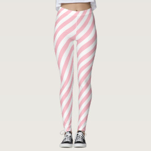 Rosa och Vitt, medelStorlekt diagonalt Rand Leggings