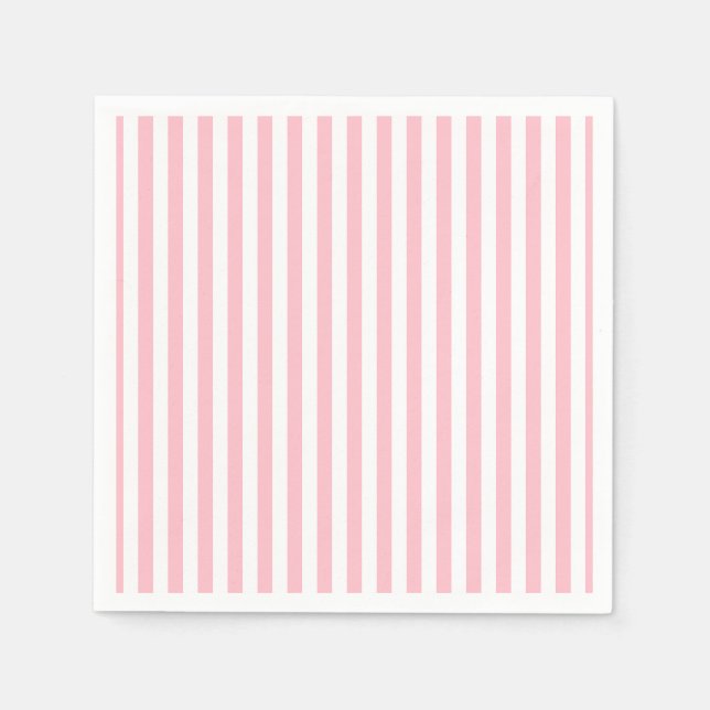 Rosa och vitt, medelStorlekt Lodrät Rand Papper Pappersservett (Framsidan)