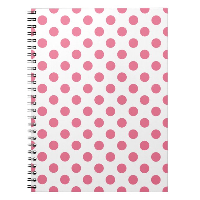 Rosa och vitt polka dots anteckningsbok (Framsidan)