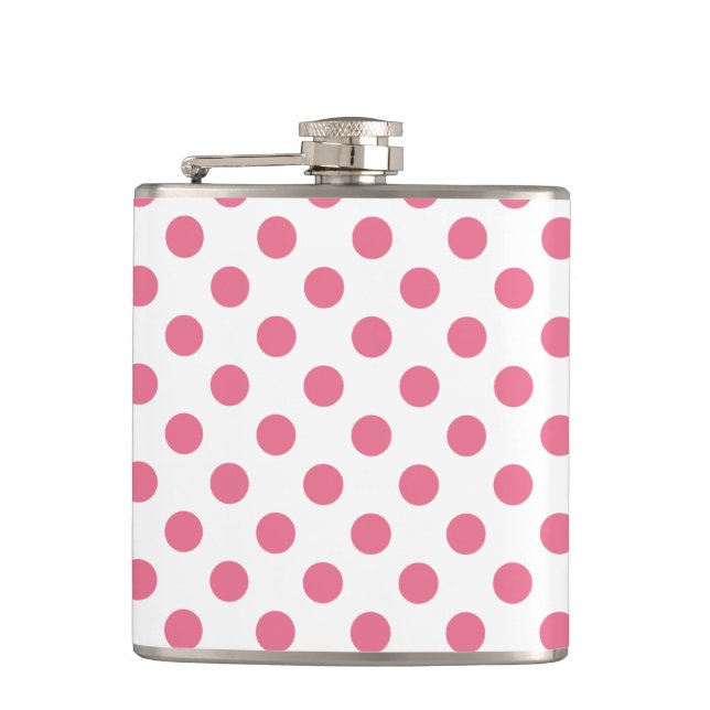 Rosa och vitt polka dots fickplunta (Framsidan)