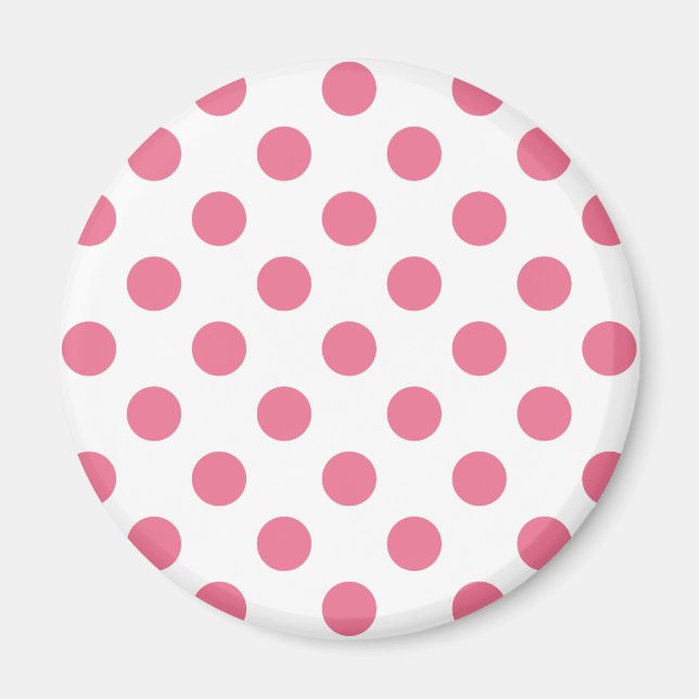 Rosa och vitt polka dots magnet (Framsidan)