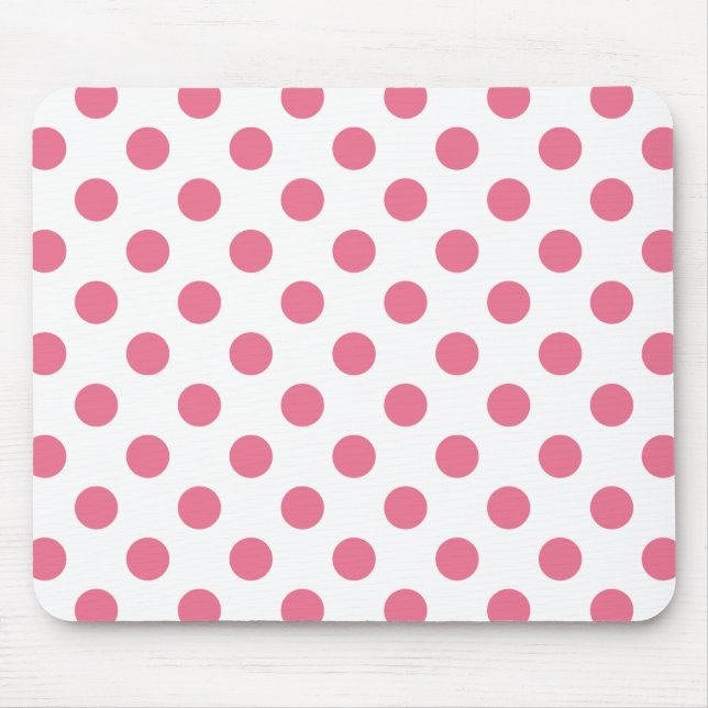 Rosa och vitt polka dots musmatta (Framsidan)