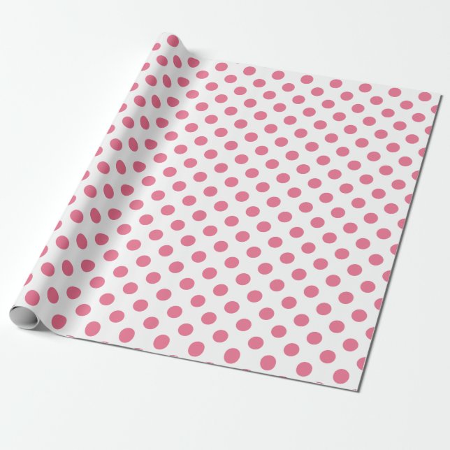 Rosa och vitt polka dots presentpapper (Utrullad)