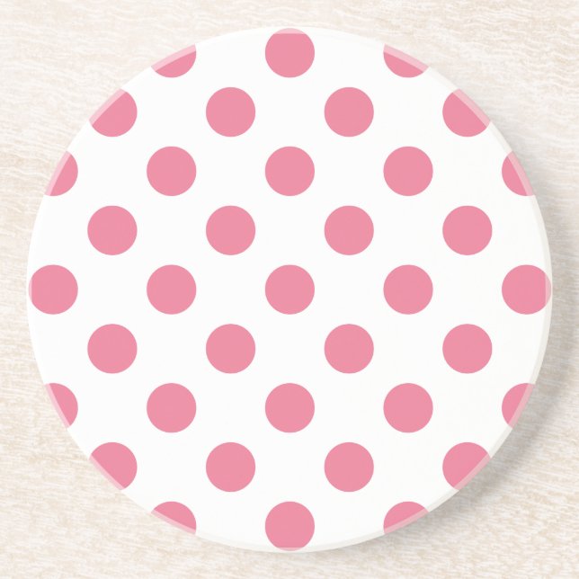 Rosa och vitt polka dots underlägg sandsten (Framsidan)